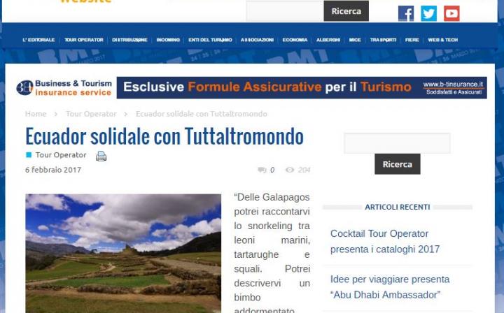 IL GIORNALE DEL TURISMO: ECUADOR SOLIDALE CON TUTTALTROMO(N)DO