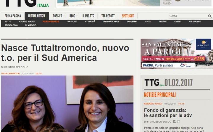 TTG ITALIA: NASCE TUTTALTROMO(N)DO, NUOVO T.O. PER IL SUD AMERICA