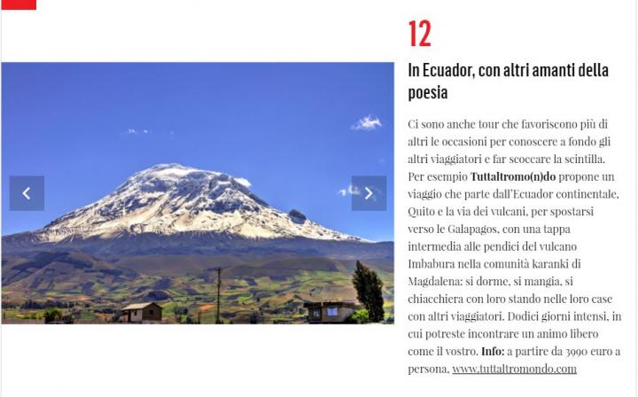 VANITY FAIR: IDEE PER VACANZE DA SINGLE, L'ECUADOR